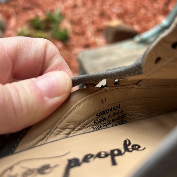 Free People size 37 Charcoal Leather Paramount Slip on Laser Cut Mules - Picture 7 of 9